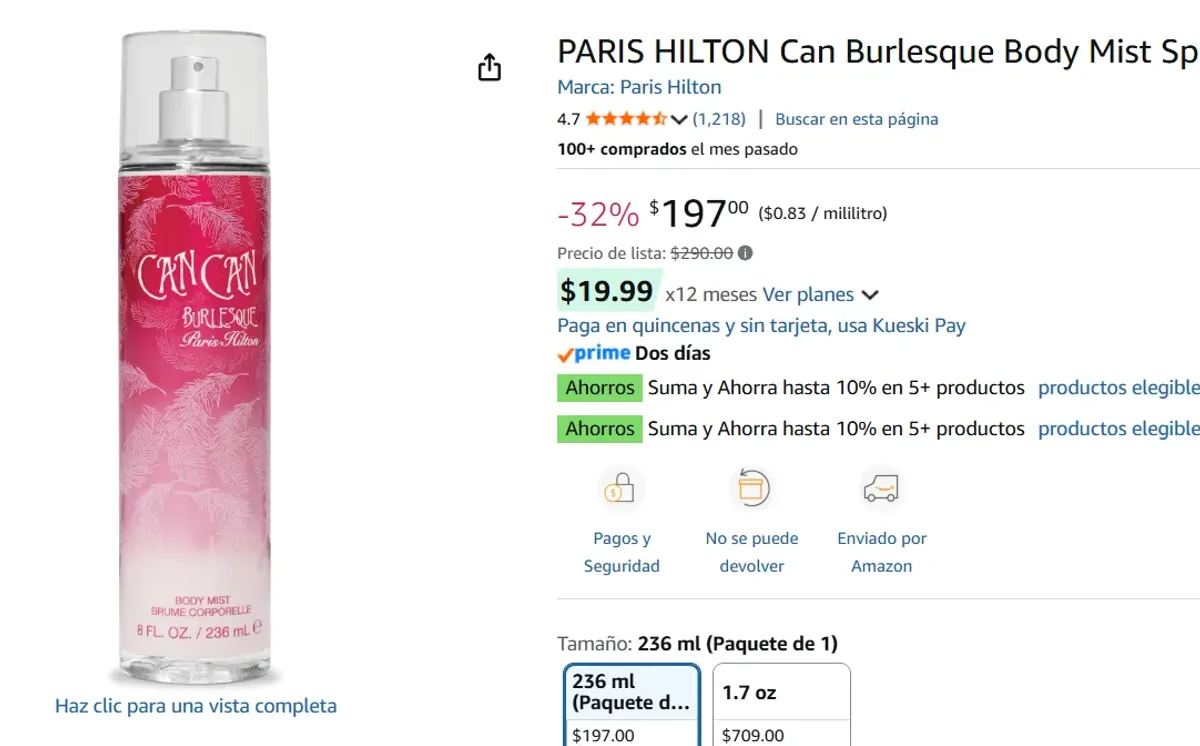 PARIS HILTON Body Spray, 8 Ounce