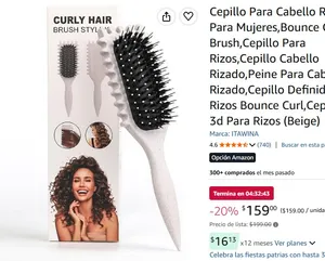Cepillo Para Cabello Rizado Para Mujeres,Bounce Curl Brush,Cepillo Para Rizos,Cepillo Cabello Rizado,Peine Para Cabello Rizado,Cepillo Definidor De Rizos Bounce Curl,Cepillo 3d Para Rizos (Beige)