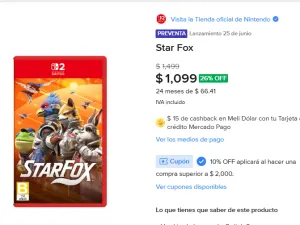 STAR FOX BAJÓ DE PRECIO EN MERCADOLIBRE
