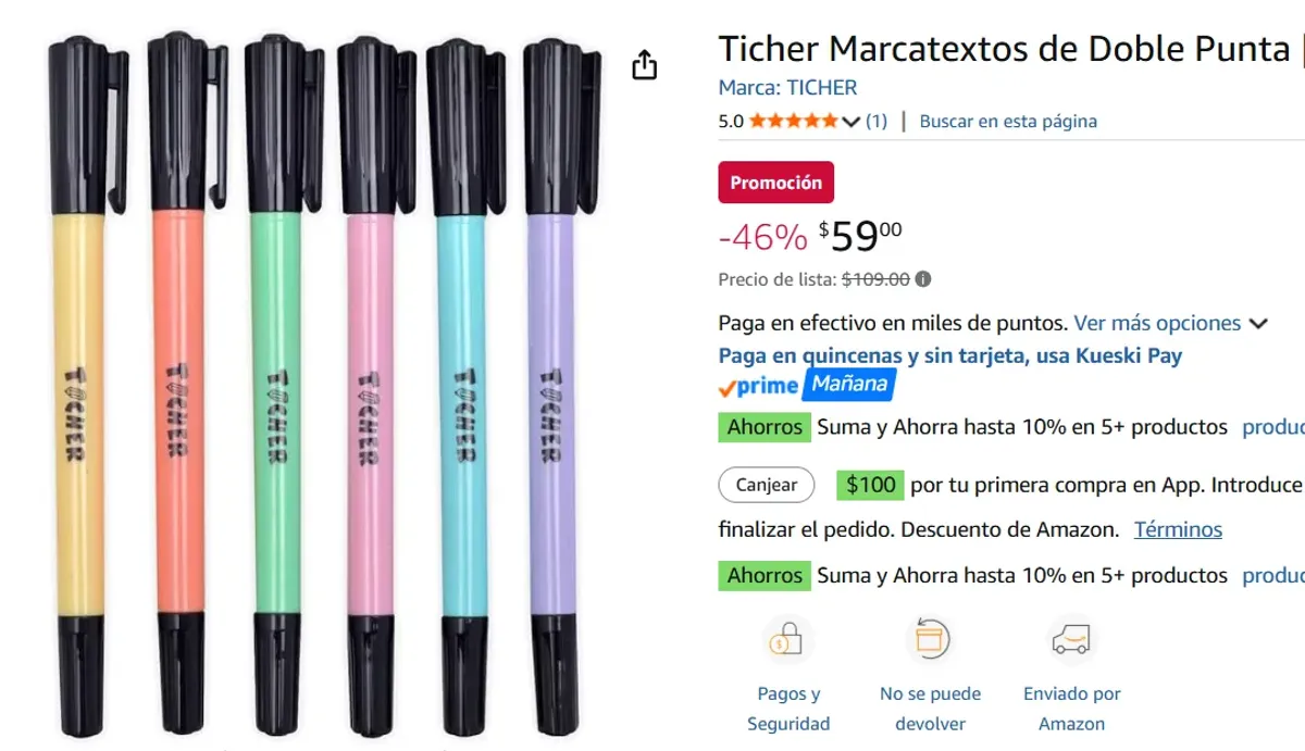 Marcatextos dobles| 6 Colores pastel