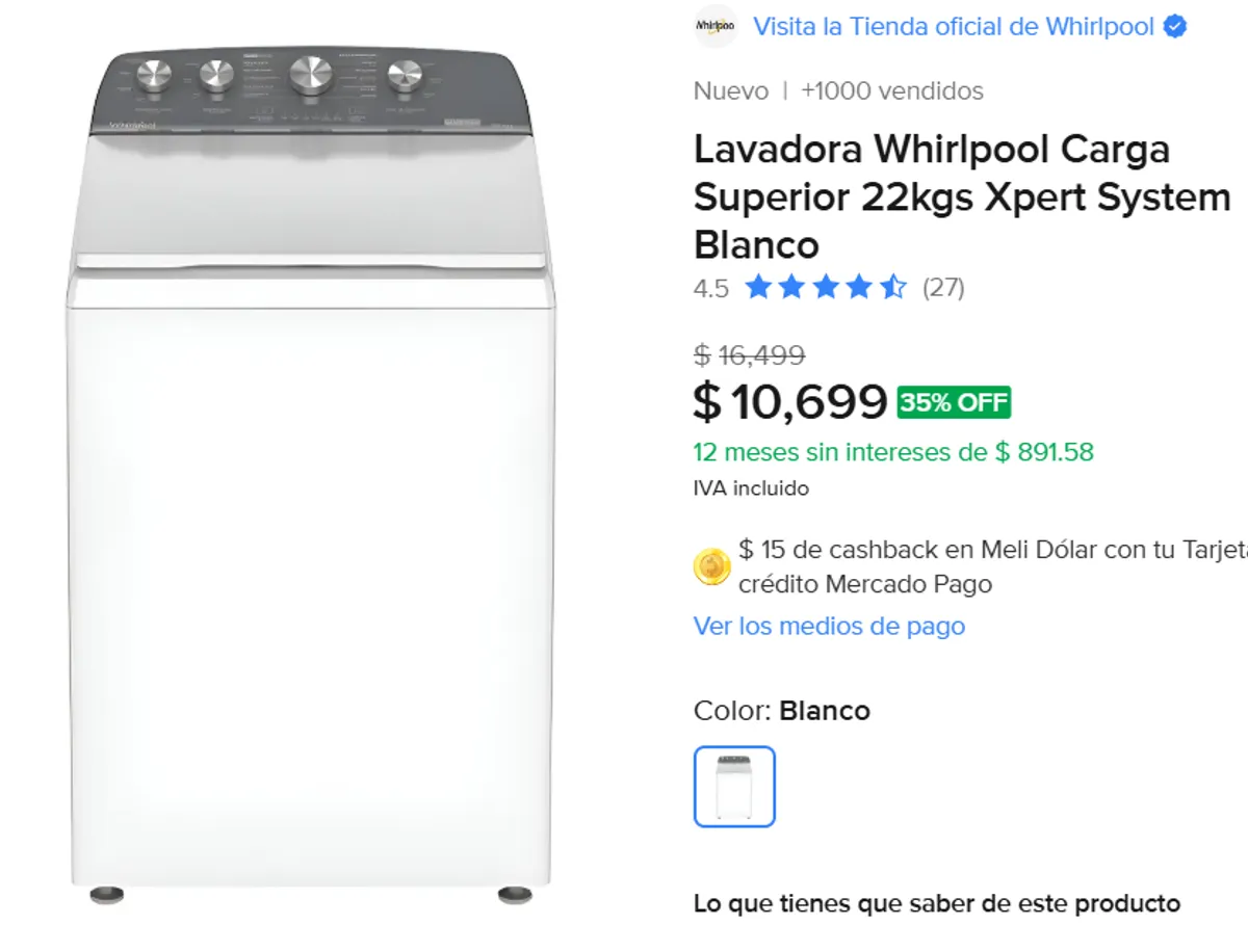 Lavadora Whirlpool Carga Superior 