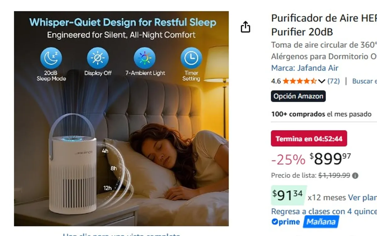 Purificador de Aire HEPA Filtro de Aire, Pet Air Purifier 20dB