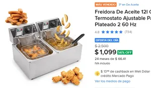 Freidora De Aceite 12l Con Termostato Ajustable Para Cocina Plateado 2 60 Hz