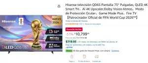 Hisense televisión 75“ QLED 4K Smart TV