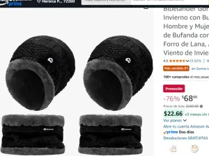 Bluelander Gorros de Invierno con Bufanda para Hombre y Mujer, Conjunto de Bufanda con Gorro, Forro de Lana, A Prueba de Viento de Invierno