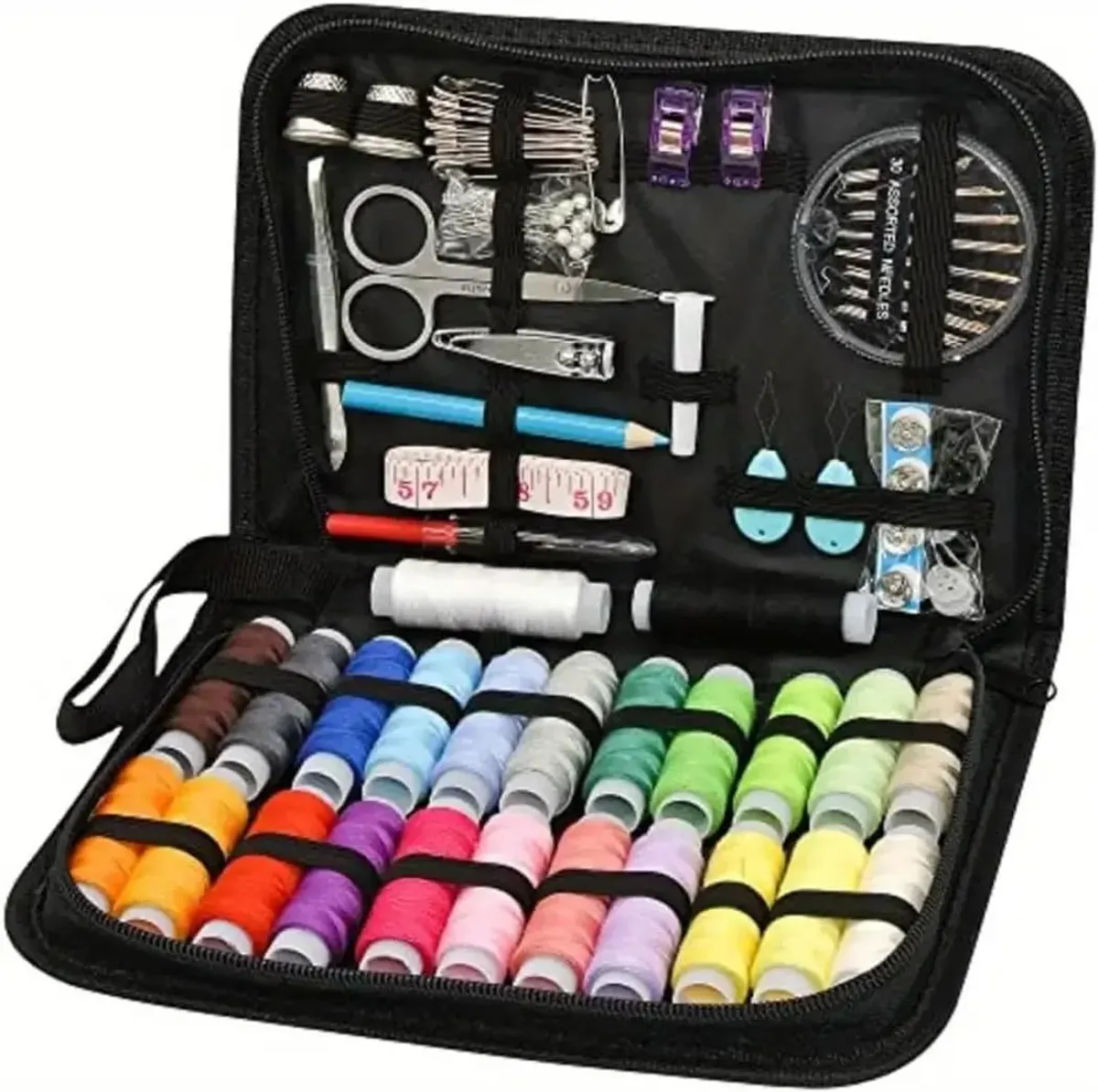 Kit de costura portátil de 10 piezas para adultos, accesorios de suministros de costura. Contiene hilo, aguja, tijeras, cinta métrica, dedal, regalos de Navidad de bricolaje