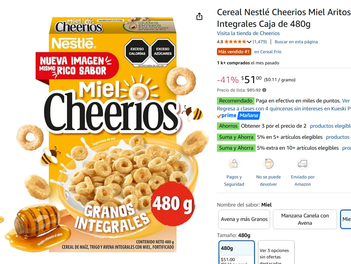 Cereal Cheerios Miel Aritos 