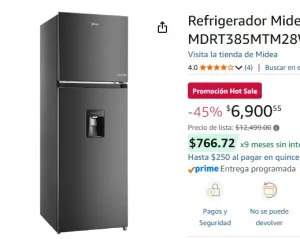 Refrigerador Midea Jazz Black 10 Pies Cúbicos; MDRT385MTM28WD, Inverter Quattro