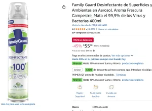 Desinfectante de Superficies y Ambientes en Aerosol,  400ml