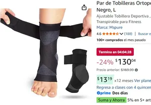 Par de Tobilleras Ortopédicas de Compresión para Esguinces, Negro, L