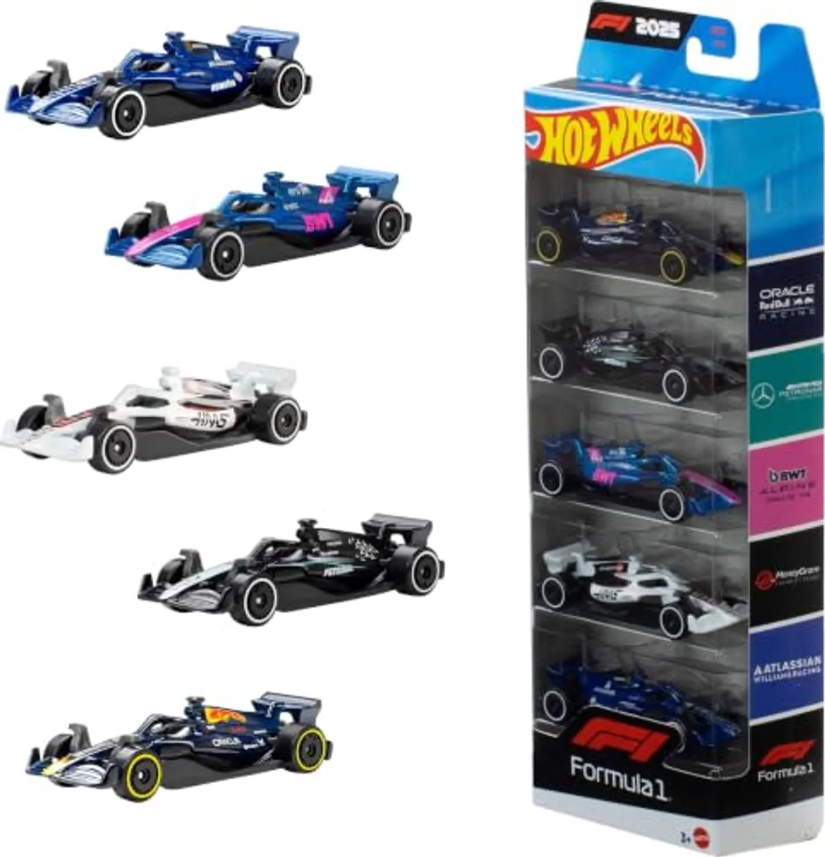Hot Wheels Pack 5 Autos F1 Diecast Fórmula 1 Escala 1:64 3+ Años
