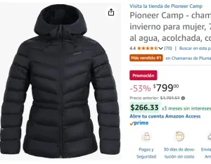 Pioneer Camp - chamarra acolchada de invierno para mujer, 700 con relleno, repelente al agua, acolchada, con capucha