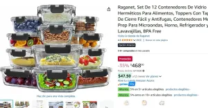 LLEVATE LOS 12 POR SOLO $468!!! OFERTON DE LOCURA!!! Set De 12 Contenedores De Vidrio Herméticos   