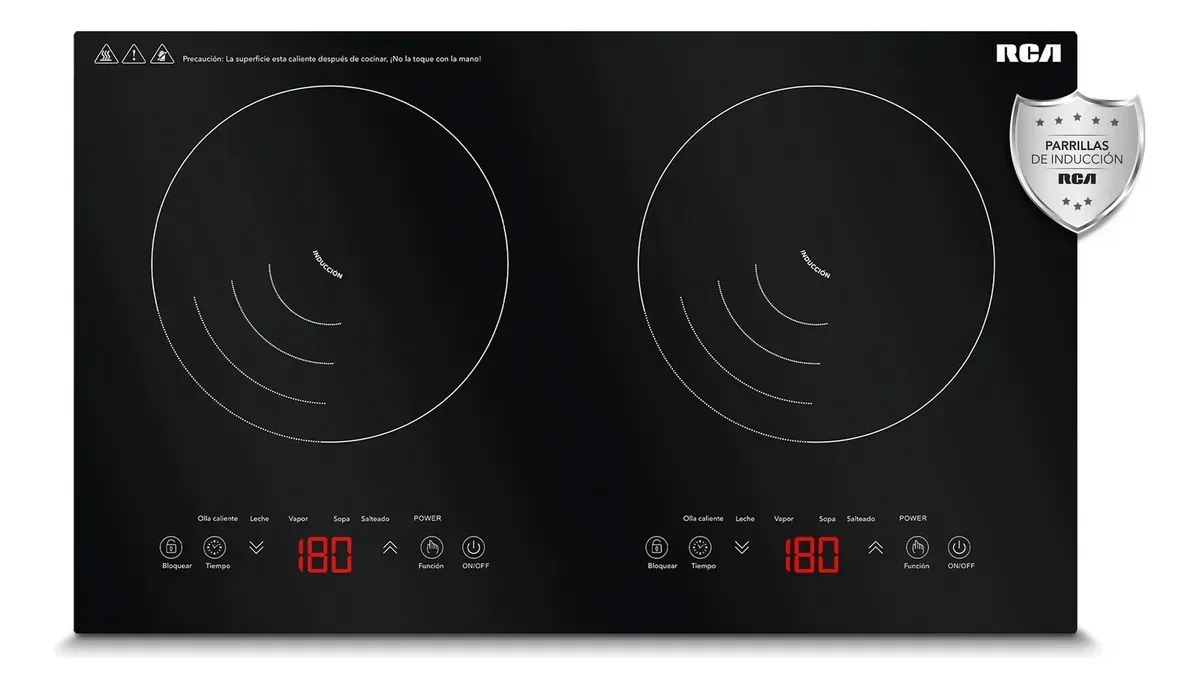 RCA RC-12A4 Parrilla De Inducción Cristal Templado 2 Quemadores Color Negro