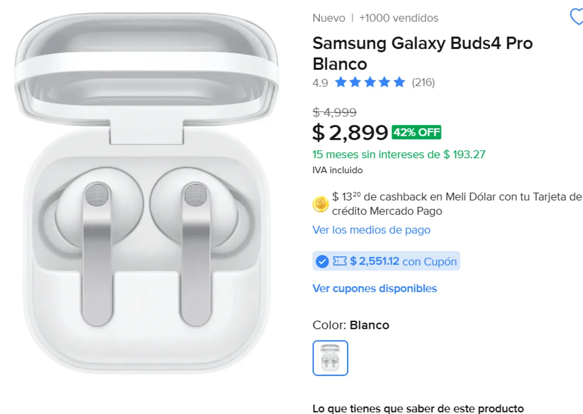 Samsung Galaxy Buds4 Pro Blanco