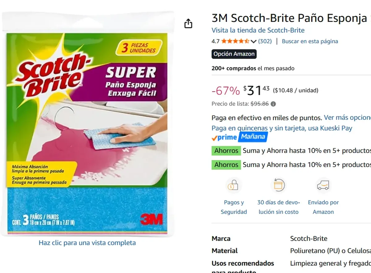 Paño Esponja Superabsorbente, 3 Pack