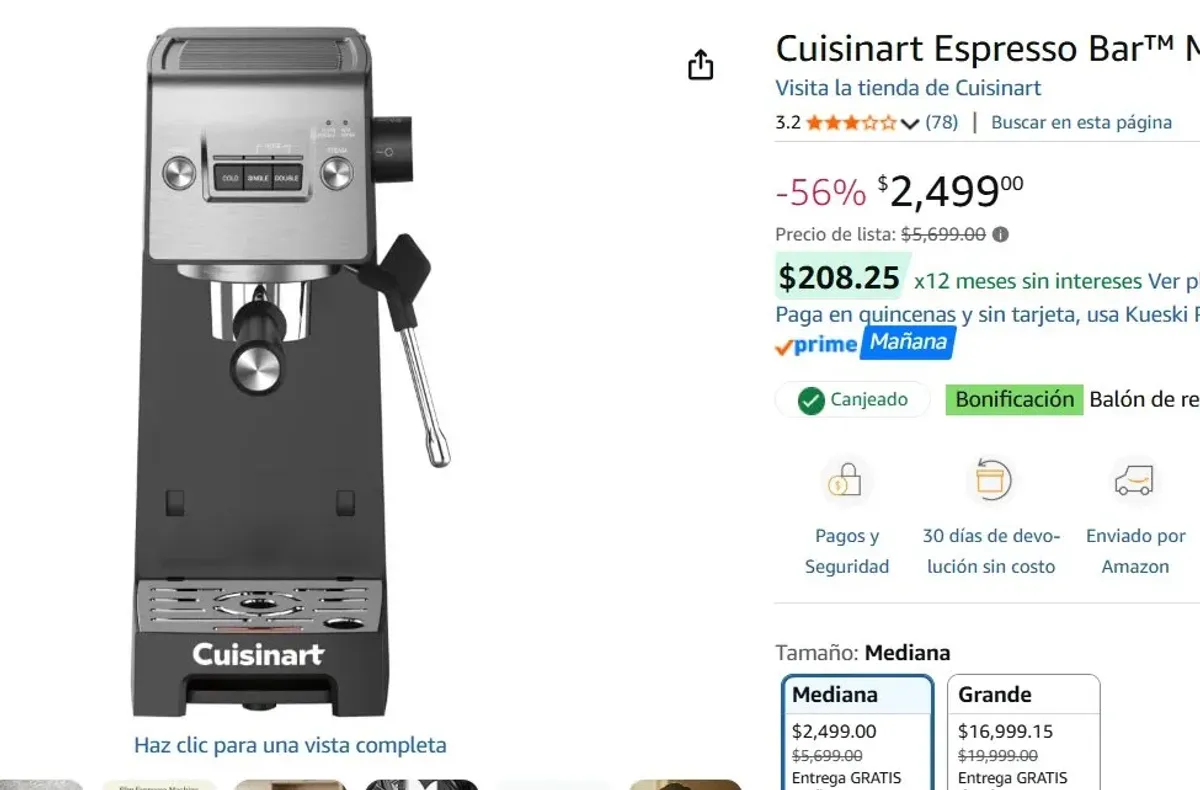 PA PREPARAR UN BUEN ESPRESSO!!! 56% DE DESCUENTAZO!! Cuisinart Espresso   