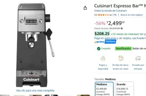 PA PREPARAR UN BUEN ESPRESSO!!! 56% DE DESCUENTAZO!! Cuisinart Espresso   