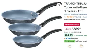 TRAMONTINA Juego de Sartenes Turim antiadherente Starflon Max 3 piezas - Azul