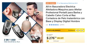 All-in Rasuradora Electrica Afeitadora Maquina para Afeitar Profesional Portatil para Barba y Cabello Calvo Corta al Raz Cortadora de Pelo Inalambrica con Base y Display Digital Hombre