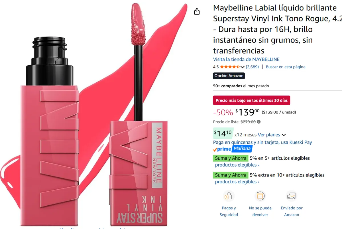 Labial líquido brillante Superstay 