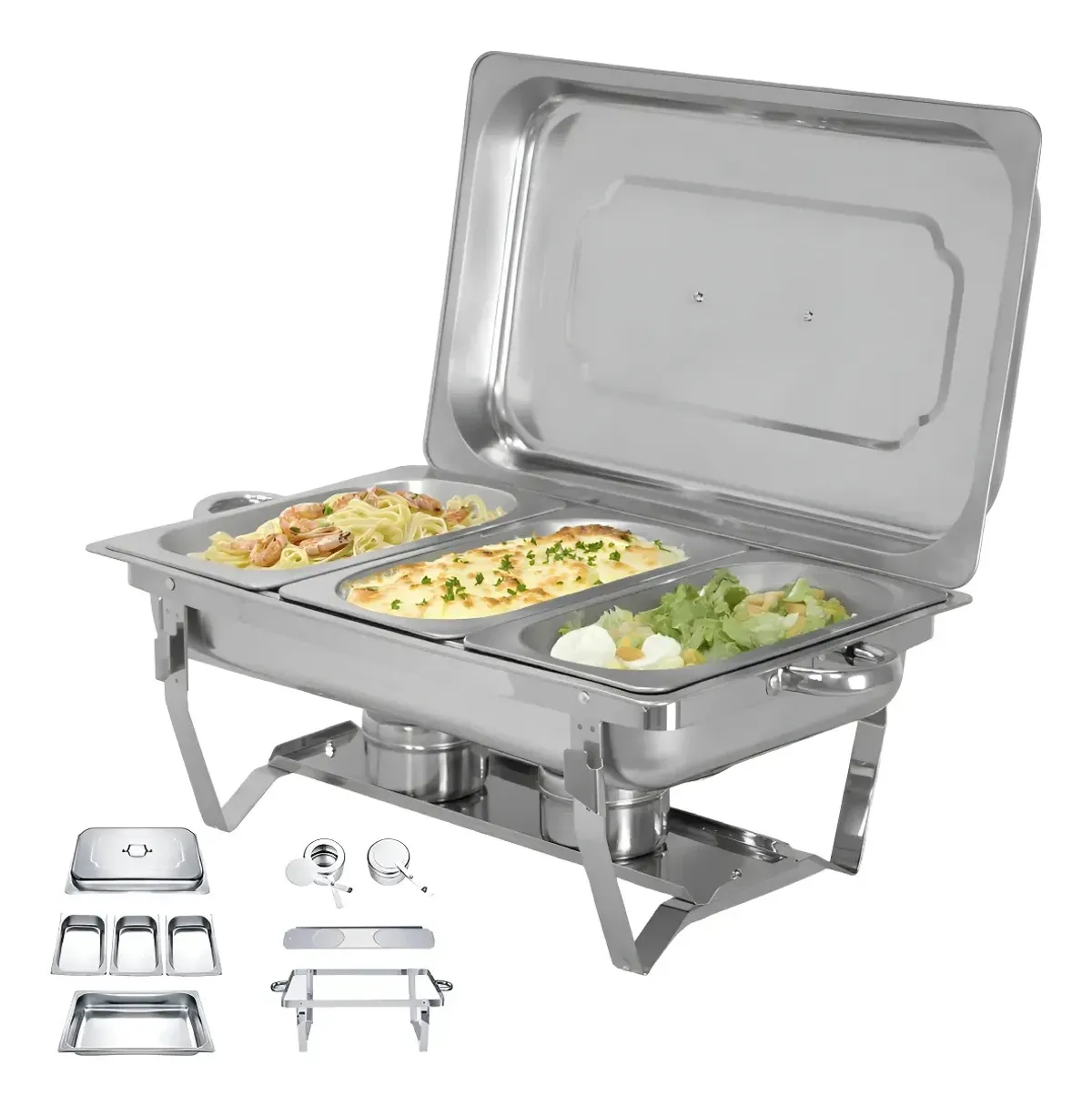 Chafer Buffet Banquete Rectangular Acero Inoxidable 12 Lts