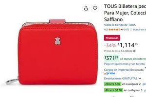 TOUS Billetera pequeña roja, Para Mujer, Colección New Dubai Saffiano