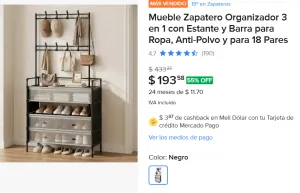 Mueble Zapatero Organizador 3 en 1 