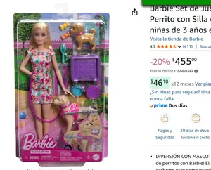 Barbie Set de Juego Paseo de Perrito con Silla de Ruedas para niñas de 3 años en adelante