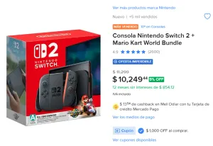 SWITCH 2 BUNDLE CON MARIO KART BAJA $1000 CON EL CUPÓN "1000PESOS"