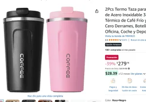 2 TermoS Taza para Cafe de 510ml/18oz de Acero Inoxidable 