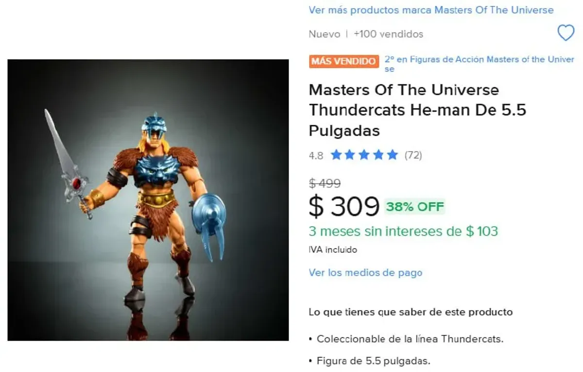 HE MAN LEON O REBAJADO CASI 40% VENDIDO POR LA TIENDA OFICIAL DE MATTEL!!!