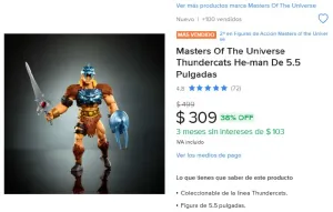 HE MAN LEON O REBAJADO CASI 40% VENDIDO POR LA TIENDA OFICIAL DE MATTEL!!!