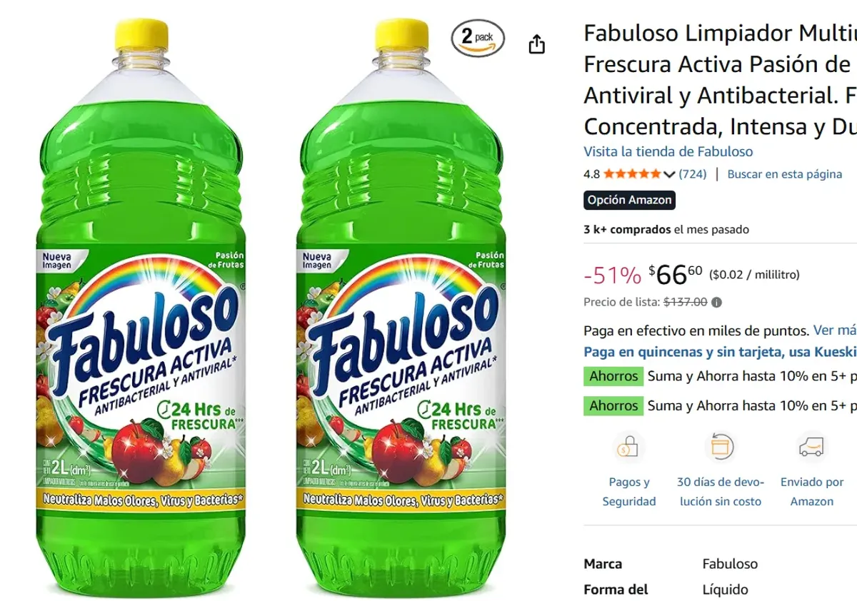 Limpiador Multiusos Líquido 2 x 2 L. 