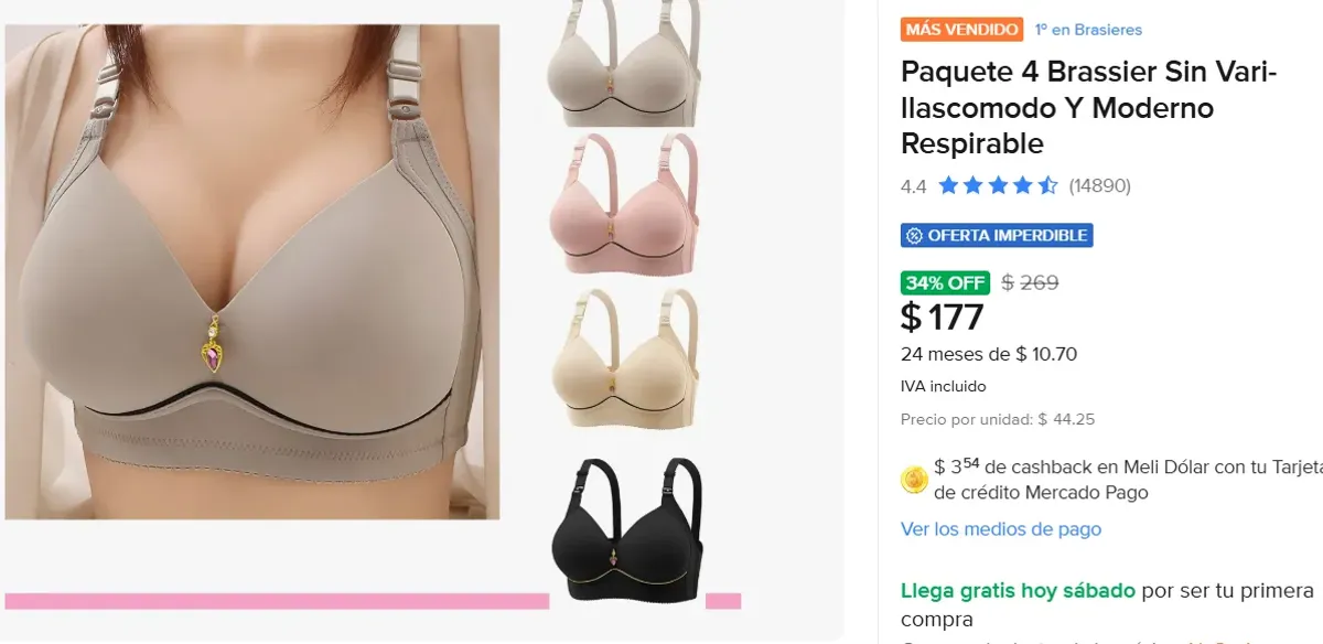Paquete 4 Brassier 