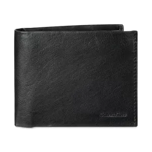 Calvin Klein portafolios plegable minimalista RFID de piel para hombre, Funda negra, Talla única