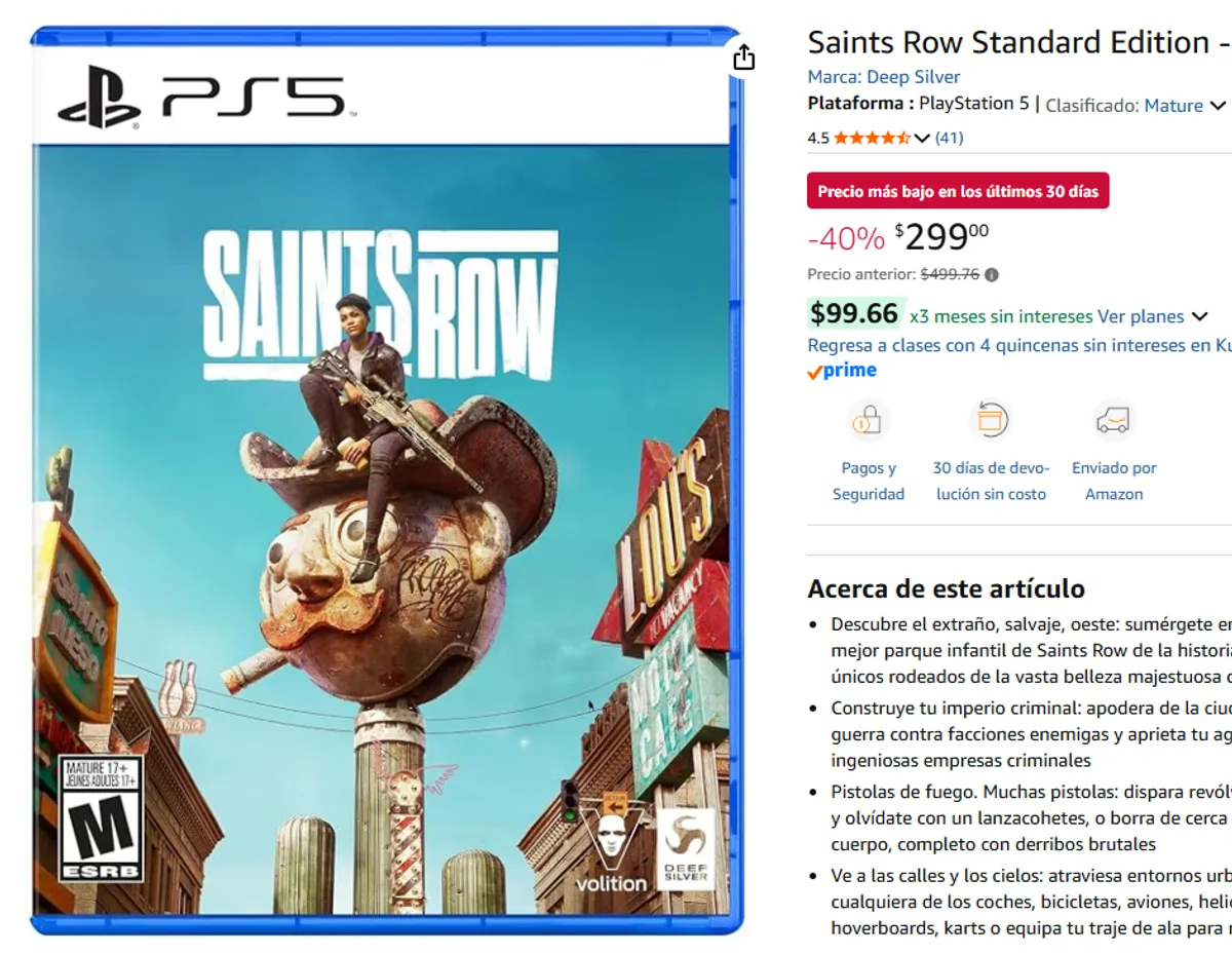 LIQUIDACIÓN DE SAINTS ROW PARA PS5
