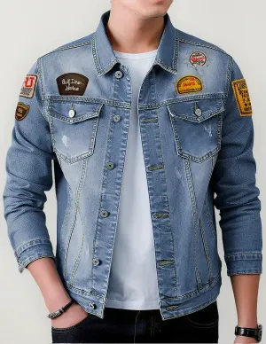 Chamarra De Mezclilla Para Hombre Con Bolsillos Denim