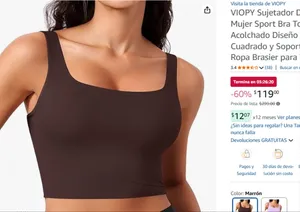 VIOPY Sujetador Deportivo Mujer Sport Bra Top Deportivo Acolchado Diseño de Escote Cuadrado y Soporte Palangre Ropa Brasier para Yoga