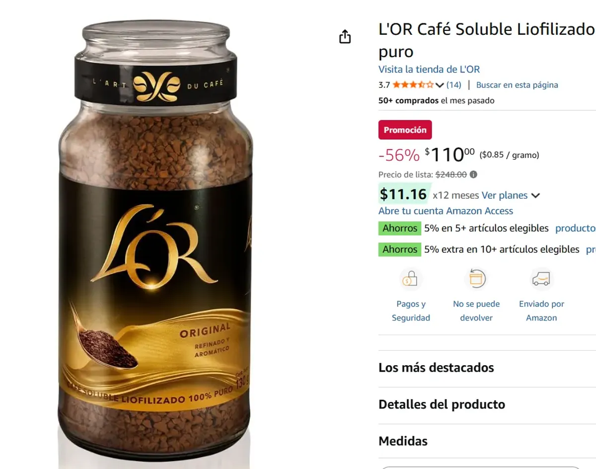 L'OR Café Soluble | 130 gr 