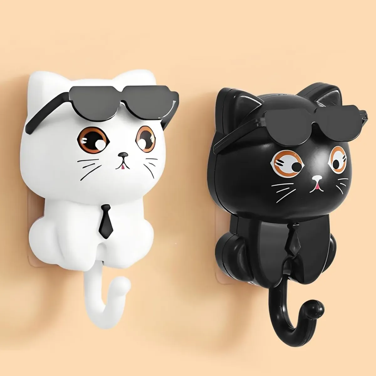 Generic - 2 ganchos de plástico para llaves de gato, colgando lindas decoraciones para llaves, colgante de pared, soporte para llaves