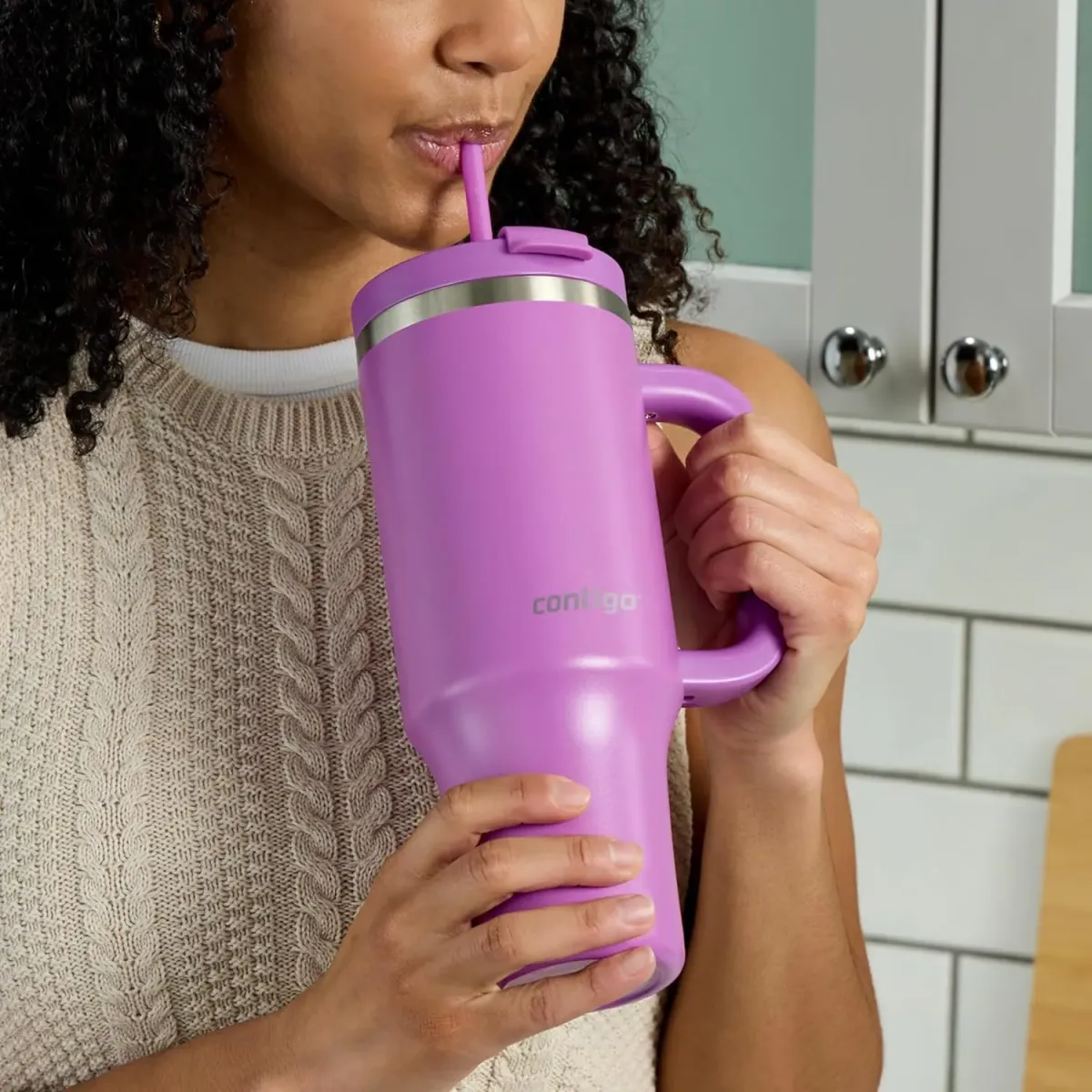 Contigo Streeterville - Vaso de acero inoxidable, 1.1 Litros, con popote, a prueba de fugas, frío durante 29 horas, color Galáctico, 2201793