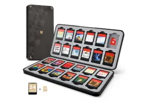 Estuche Juegos para Nintendo Switch 2/OLED,FUNLAB Portátil Funda Tarjetas Case de 24 ranuras para Cartuchos y Micro SD & Game Cards-Negro