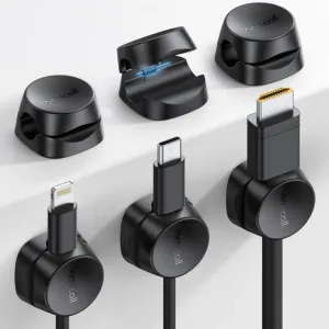 Lamicall 6 Piezas Organizador de Cables - [Cerradura 1s] [Estirar el Cable Fácilmente] Cable Management, Clips para Cables, Ordenador de Cables, Cord Organizer para Pared Escritorio Automóvil, Oficina