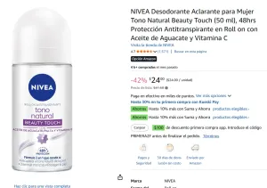 Desodorante Aclarante para Mujer Tono Natural Beauty Touch (50 ml)