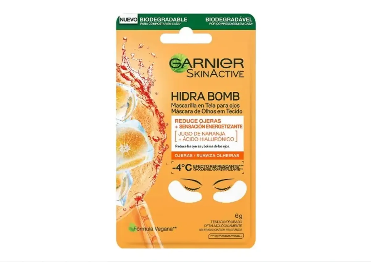 Garnier Skin Naturals Face Mascarilla facial en tela para ojos anti arrugas con naranja, hidra bomb de garnier, 1 pza Naranja