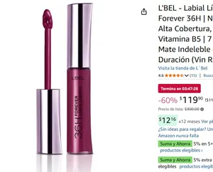 L'BEL - Labial Líquido Mate Forever 36H | No Transfer, Alta Cobertura, con Vitamina B5 | 7 g | Color Mate Indeleble de Larga Duración (Vin Radiant)