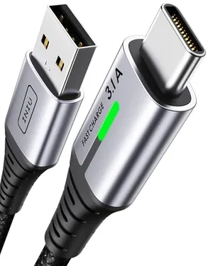 INIU Cable USB A a USB C, [2m] QC 3,1A Carga Rapida Cargador | Trenzado de Nailon, Carga de Alta Velocidad, Indicador LED, Transferencia de Datos, pare iPhone 18 17 Pro Samsung S26 etc