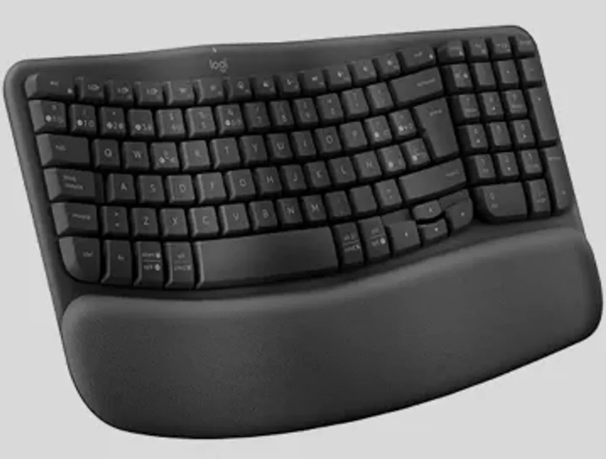 Logitech Wave Keys, Teclado ergonómico inalámbrico con reposamanos Acolchado, Escritura Confortable y Natural, Easy-Switch, Bluetooth, Logi Bolt, multisistema, Windows/Mac - Grafito