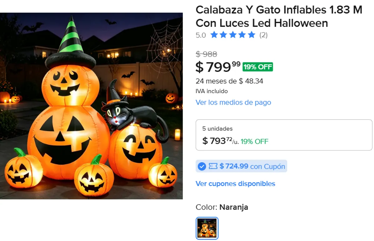 Calabaza Y Gato Inflables 